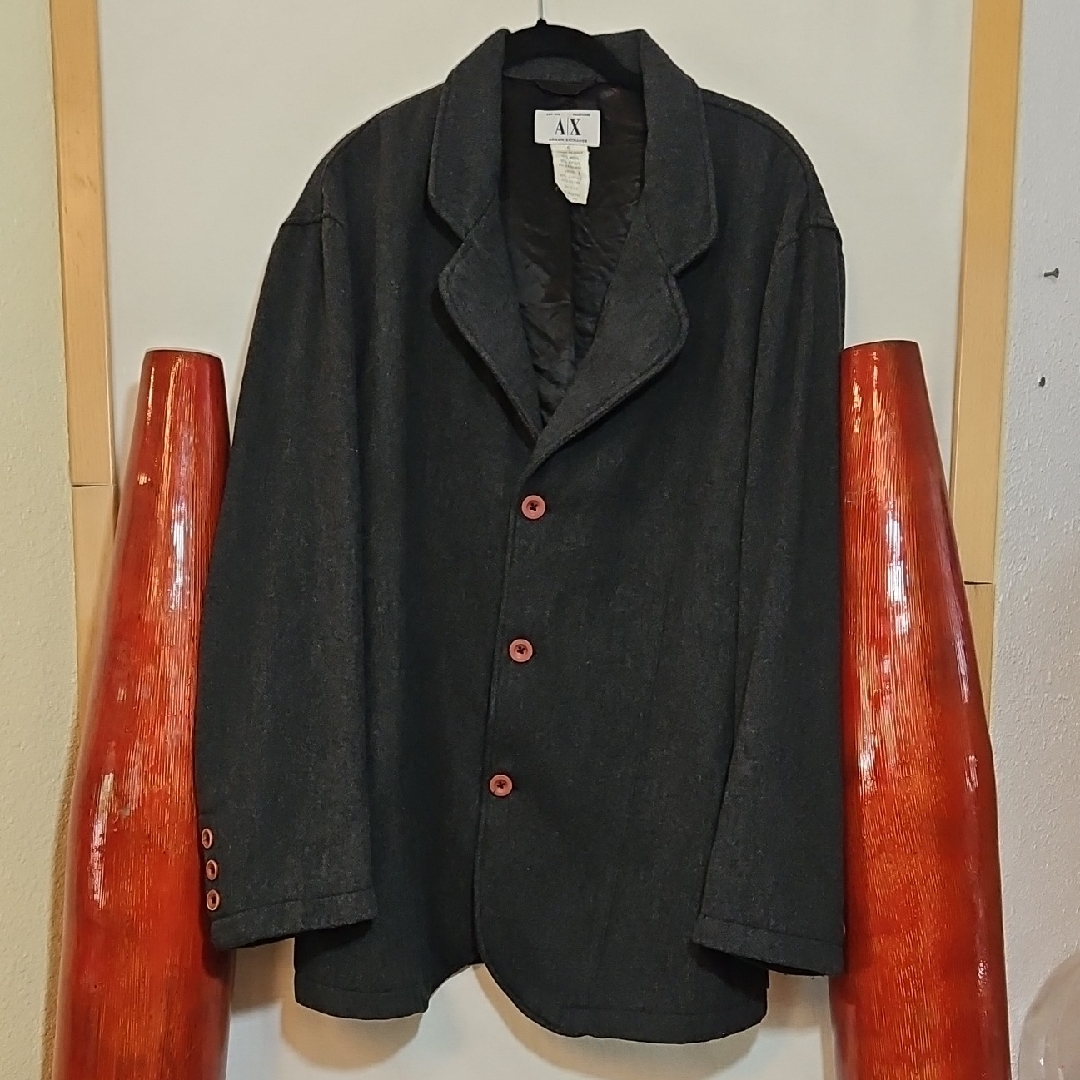 Armani Exchange Charcoal Jacket With Red Accents